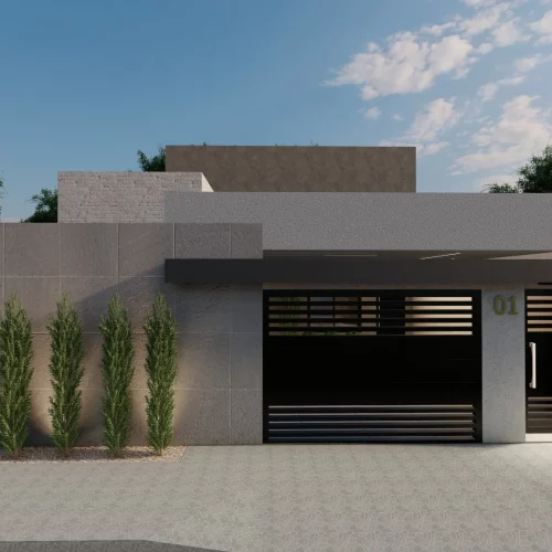 Fachada com garagem