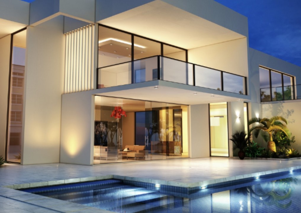 Área externa com piscina